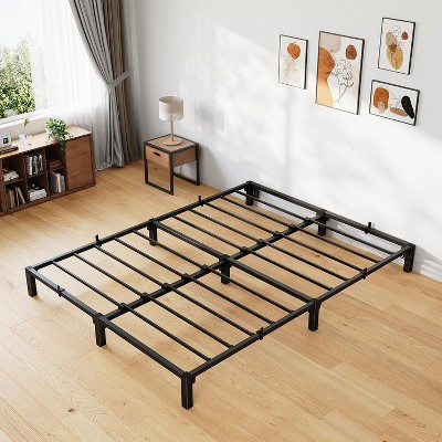 homfan Bed Frame, High Platform Bed Frame, Queen Size with Storage Space, Heavy Duty Steel Slat Support, No Screws Needed, Easy Assembly