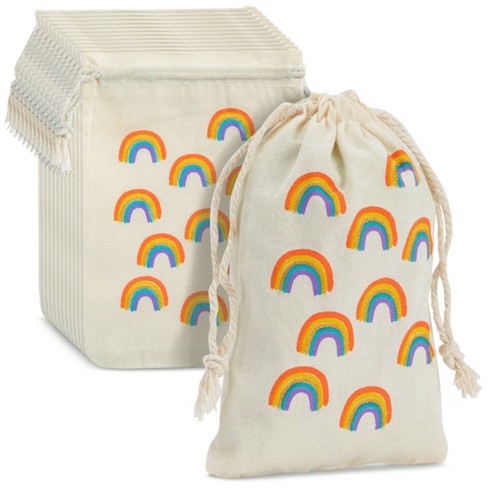 Blue Panda 12 Pack Small Canvas Party Favors Drawstring Gift Bags For  Goodie Treat, Kids Rainbow Unicorn Birthday Party Supplies, 4x6 In : Target