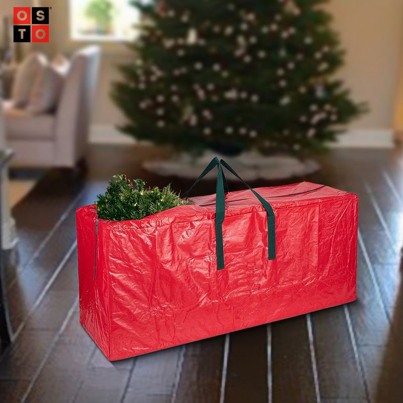 OSTO Waterproof Artificial Christmas Tree Storage Bag for Disassembled Trees up to 7.5 Feet 48x15x20 Inch, 4 of 5
