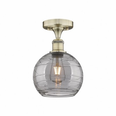 Athens Deco Swirl - 1 Light Semi-Flush Mount In Industrial Style-11.5 Inches Tall and 7.5 Inches Wide