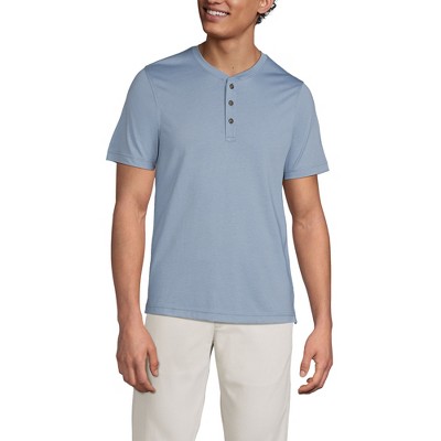 Lands' End Men's Short Sleeve Cotton Supima Jersey Henley