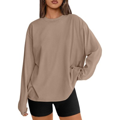 Oversized Long Sleeve T Shirts for Women Fall Winter Blouses 2025 Trendy Basic Crewneck Tees Casual Tunics Workout