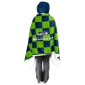 NFL Seattle Seahawks Youth Bloncho Faux Shearling Wearable Blanket - 1 of 2