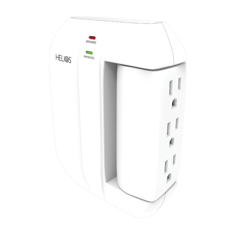 Helios 5-Outlet Wall Tap Surge Protector with 2 USB Charging Ports, 3 of 9