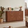 HDZNVF 6 Drawers Dresser,55 inch Wide Modern Chest of Drawers Curved wave Design, Wood Drawer Organizer, Walnut - 2 of 4