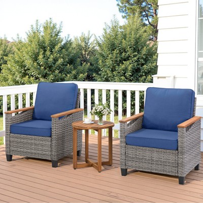 Outdoor Wicker Patio Seating Set All Weather PE Rattan Conversation Set with Cushion