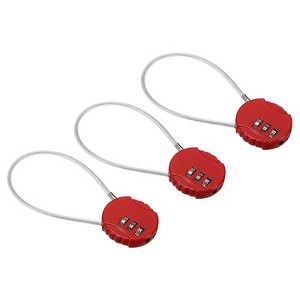 Unique Bargains Gym Toolbox Gate Case Small 3 Digit Padlock with Wire Rope - 1 of 4