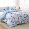 King Size Reversible Floral Blue Duvet Cover Set with Zipper, 3 Pieces Botanical Microfiber Bedding 90x104, 2 Pillow Cases - 2 of 3