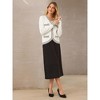 INSPIRE CHIC Women's V Neck Long Sleeve Button Down Contrast Trim Knit Ribbed Sweater - 3 of 4
