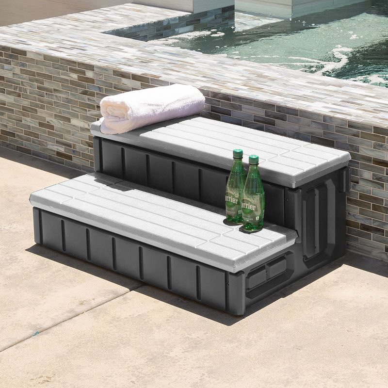XtremepowerUS 36" Universal Resin Spa and Hot Tub Steps Hidden Storage 2-Step, 3 of 5