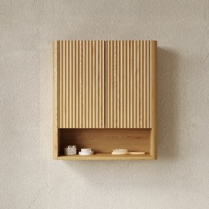 GDFStudio Xane 26" Modern Wall-Mounted Bathroom Storage Cabinet with 2 Doors and 1 Open Shelf - 1 of 4