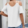 Womens Cold Shoulder Top Basic T Shirts 3/4 Sleeve Casual Blouse Tshirts - 4 of 4
