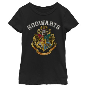 Girl's Harry Potter Vintage Hogwarts Crest White T-Shirt - 1 of 4