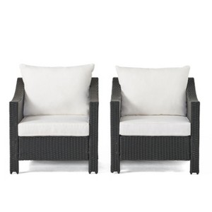 GDFStudio Vincent Outdoor Wicker Club Chairs with Cushions (Set of 2) - 1 of 4