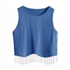 Nlife Womens Western Sparkly Fringe Sleeveless Crop Tops Cowgirl Going Out Cropped Tank Tops with Glitter Tassel - 3 of 4