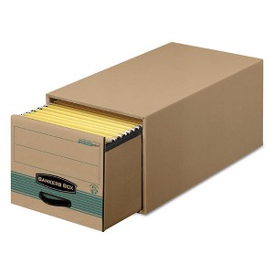 Bankers Box STOR/DRAWER STEEL PLUS Extra Space-Savings Storage Drawers, Letter Files, 14" x 25.5" x 11.5", Kraft/Green, 6/Carton - 1 of 4