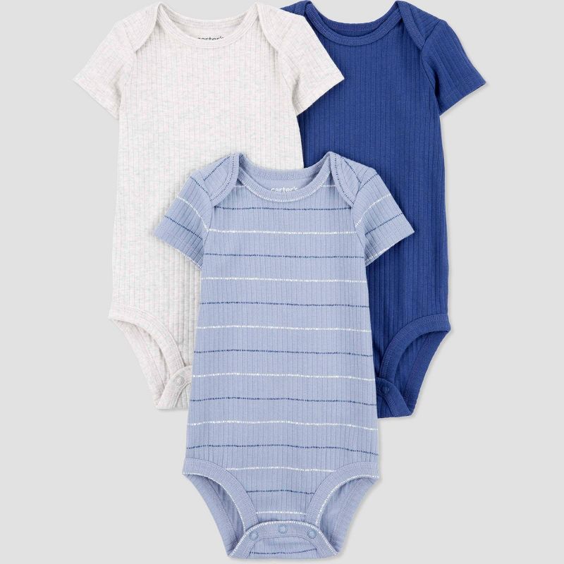 Carter's Just One You® Baby Boys' 3pk Bodysuit - Blue/Gray, 1 of 9