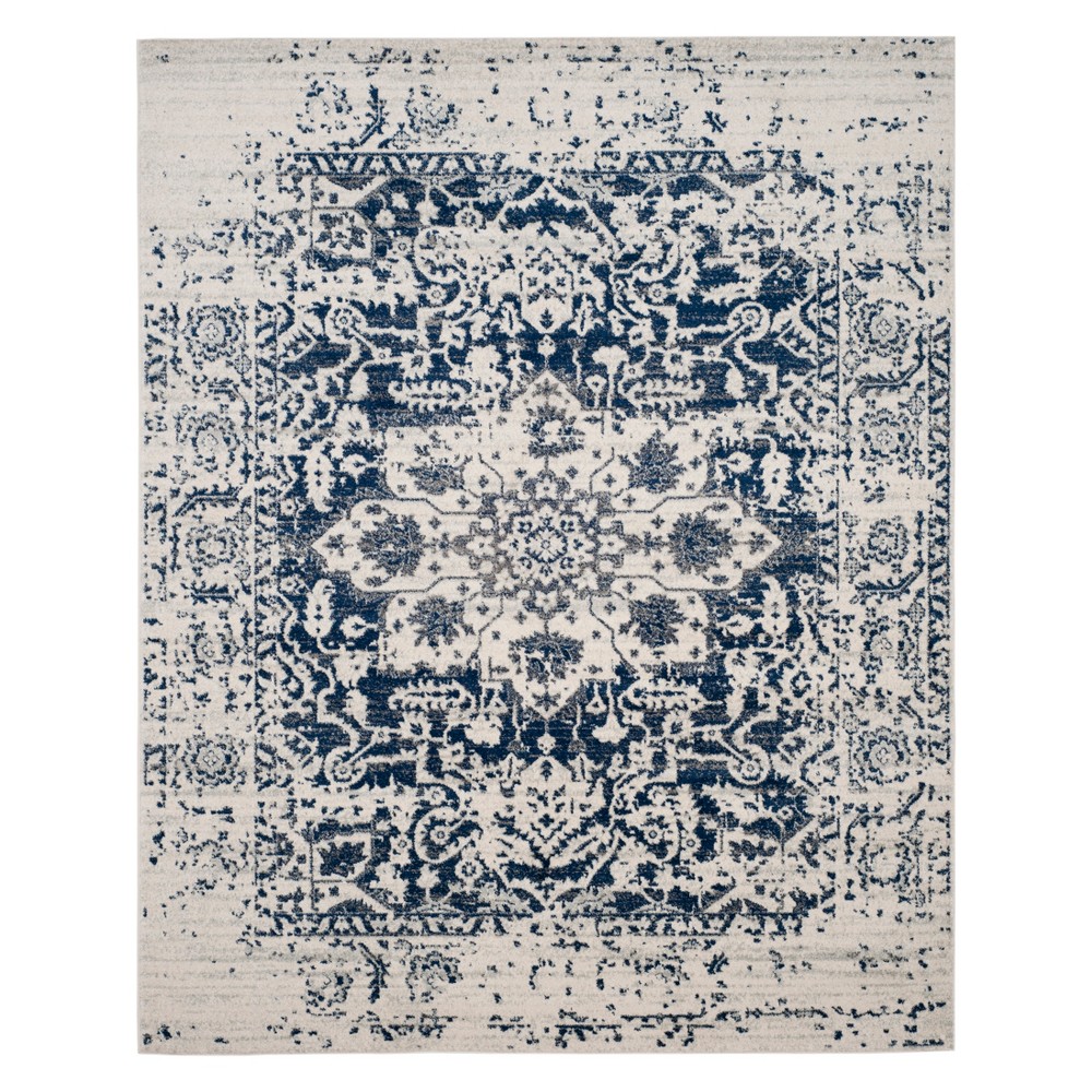 12'X15' Medallion Loomed Area Rug Cream/Navy - Safavieh