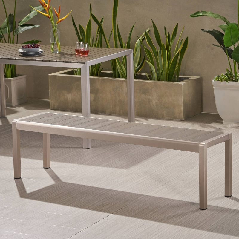 Cape Coral Aluminum Modern Dining Bench - Christopher Knight Home, 6 of 7