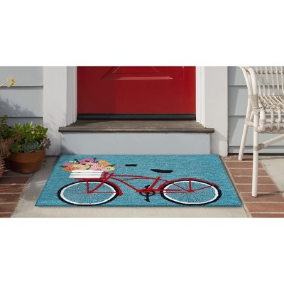Hand-Tufted Blue Synthetic Rectangular Bike Ride Rug