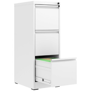 Munora - 3-Drawer Vertical File Cabinet with Lock - Heavy Duty for Letters/Legal/A4 Files - White - 1 of 4
