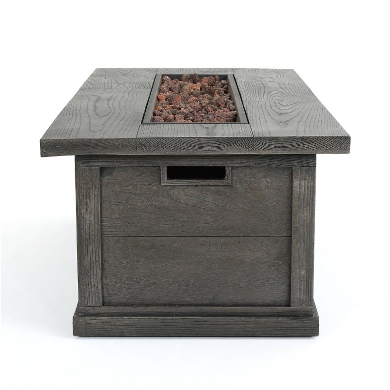 Anchorage Outdoor 50000 BTU Light Weight Concrete Rectangular Fire Pit Wood Pattern Gray - Christopher Knight Home, 6 of 11