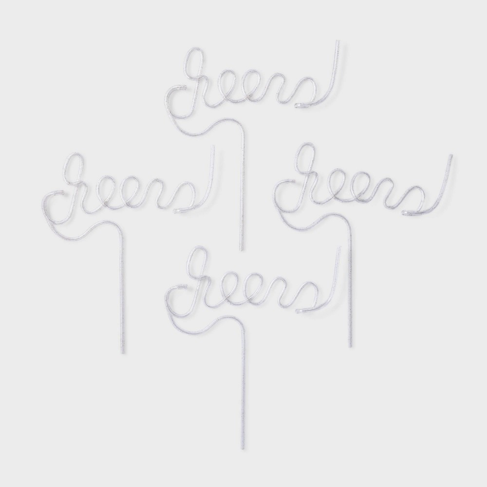 4ct Gold Glitter 'Cheers' Straws - Spritz™