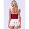 INSPIRE CHIC Women's Pajama Set Lace Tops Sleeveless Floral Shorts Ribbed Knit Soft Loungewear Sleepwear - 4 of 4