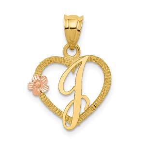 Black Bow Jewelry 14k Two Tone Gold Grace Collection 15mm Heart Initial J Pendant - 1 of 4
