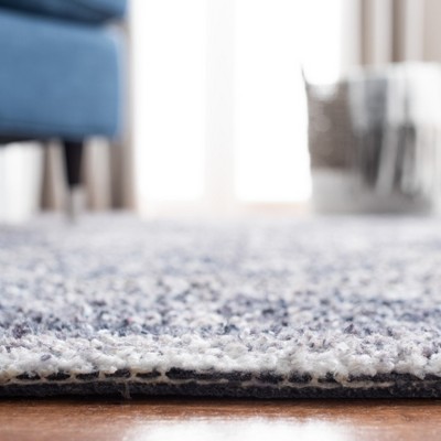 Navy and Sage Tufted Round Cotton Area Rug