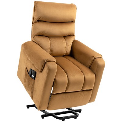 Homcom Electric Power Lift Recliner, Velvet Touch Upholstered Vibration  Massage Chair With Remote Controls & Side Storage Pocket : Target