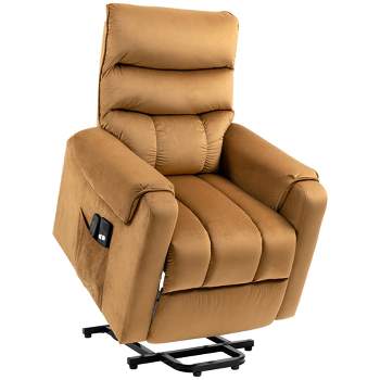 HOMCOM Electric Power Lift Recliner, Velvet Touch Upholstered Vibration Massage Chair with Remote Controls & Side Storage Pocket