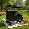 NAYSAYE Folding Wagon 3-in-1 Convertible Cart with Seat Canopy and Storage for Camping, Black, 37"*23.5"*48.5" - 2 of 4