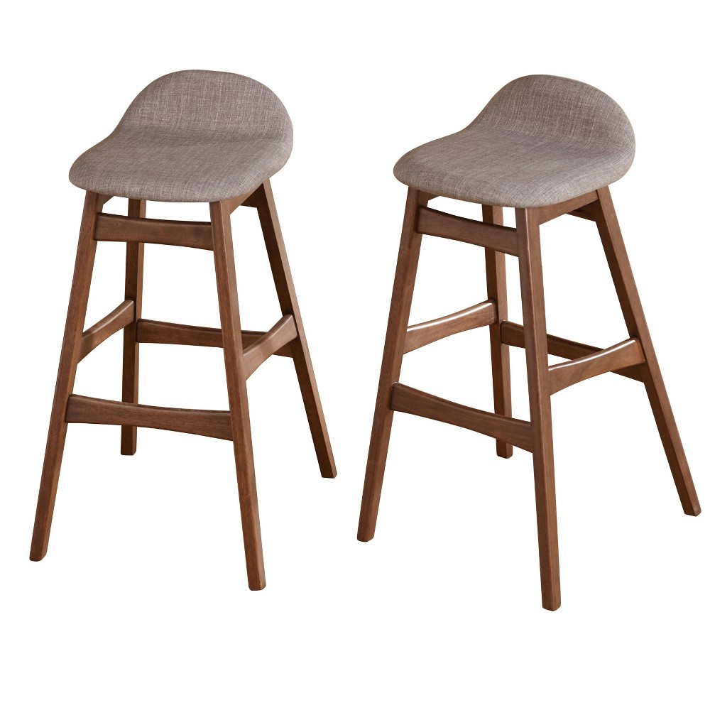 Photos - Chair Set of 2 30" Mid-Century Modern Barstools Gray - Buylateral