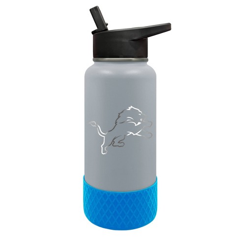 DETROIT LIONS GLASS WATER BOTTLE W SILICON PROTECTOR SLEEVE 23 OZ