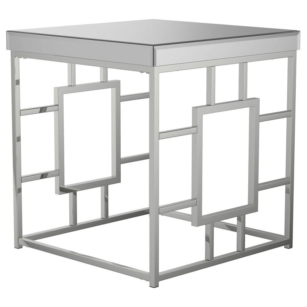 Photos - Dining Table Dafina Square End Table with Mirrored Top Chrome - Coaster