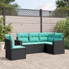vidaXL 5 Piece Patio Sofa Set with Cushions Black and Blue Poly Rattan - Without Table - 2 of 4