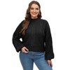 Women's Fall Winter Sweater Lantern Balloon Long Sleeve Cable Knit Short Pullover Sweater Tops Casual Mock Half Turtleneck Sweater - 3 of 4