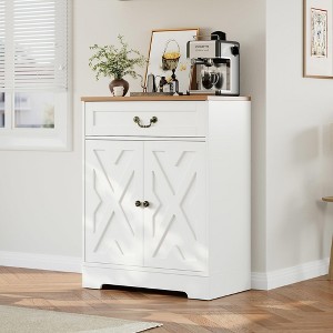 Kitchen Storage Cabinet, Modern Farmhouse Buffet Cabinet with Storage, Coffee Bar with 2 Drawers and 2 Doors, Floor Sideboard Buffet for Living Room - 1 of 4