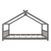 CAVINAS Twin/Full Size House Platform Bed Frame with Fence,Modern Floor Bed for Kids Room,Bedroom - 3 of 4