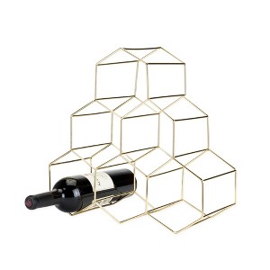 Viski Geo Gold Bottle Wine Rack, Honeycomb Design - 1 of 4