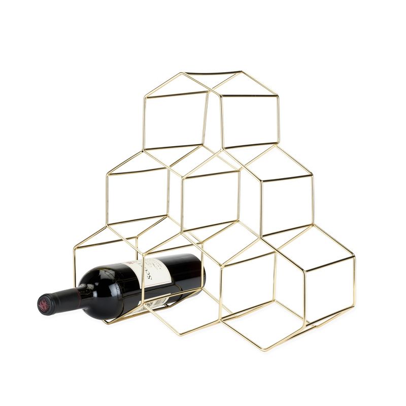 Viski Geo Gold Bottle Wine Rack, Honeycomb Design, 1 of 7