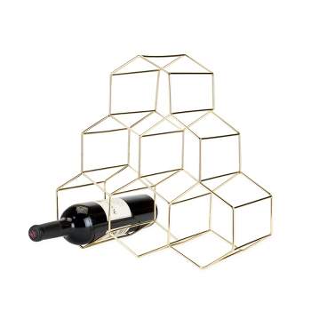 Viski Geo Gold Bottle Wine Rack, Honeycomb Design