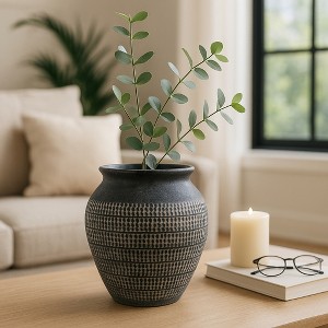 Decorative Textured Ceramic Vase for Living Room Decor - Stylish Flower ... - Textured Ceramic Vase Apartment Decor
