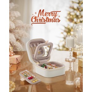 ANAH Collection - Travel Jewelry Case, Small Jewelry Box Organizer with Mirror, Portable, Zippers, Gift Idea - 1 of 4