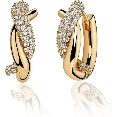 Cubic Zirconia Huggie Earrings 14k Gold Plated Tiny Earrings Small Huggie Hoop Earrings Simple Lightweight Hoops Gift for Women