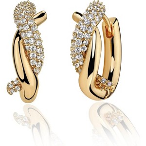 Cubic Zirconia Huggie Earrings 14k Gold Plated Tiny Earrings Small Huggie Hoop Earrings Simple Lightweight Hoops Gift for Women - 1 of 4