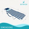 Ostrich Ladies Comfort Sunbathing Chaise Lounge Reclining Beach Chair and On-Your-Back Outdoor 5-Position Recline Beach Chair, Striped Blue - 4 of 4