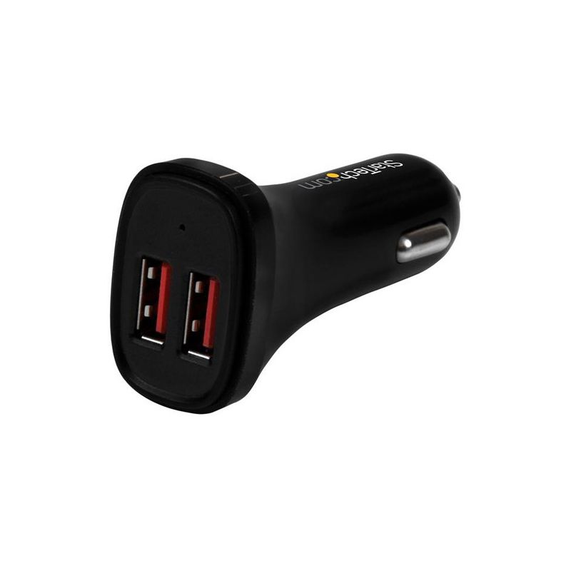 StarTech.com Dual Port USB Car Charger - Black - High Power 24W/4.8A - 2 port USB Car Charger - Charge two tablets at once, 1 of 4