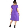 24seven Comfort Apparel Short Sleeve Plus Size  Midi Skater Dress With Pockets - 3 of 4